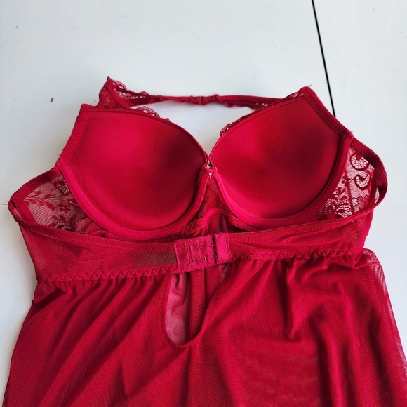 NWOT Marilyn Monroe Intimates Red Sheer Nightie Babydoll Lingerie Bra Slip XL - Picture 10 of 12